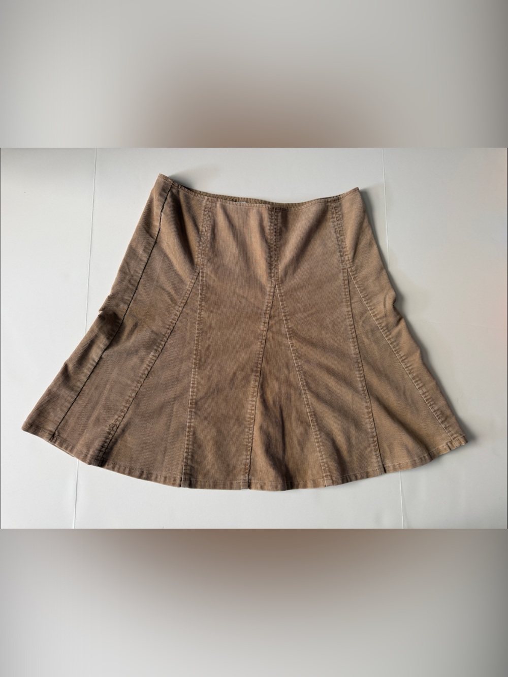 Vintage GAP Brown Panelled Circle Skirt Corduroy Camel A Line 70s style